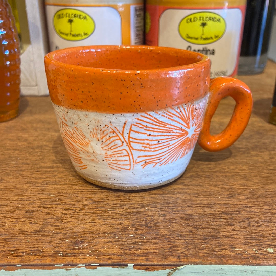 Small Orange Pottery Espresso Cup