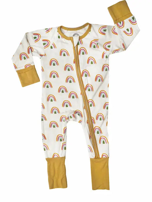 Rainbow Neutral Bamboo Pajamas Baby Pajamas Footie Pajamas