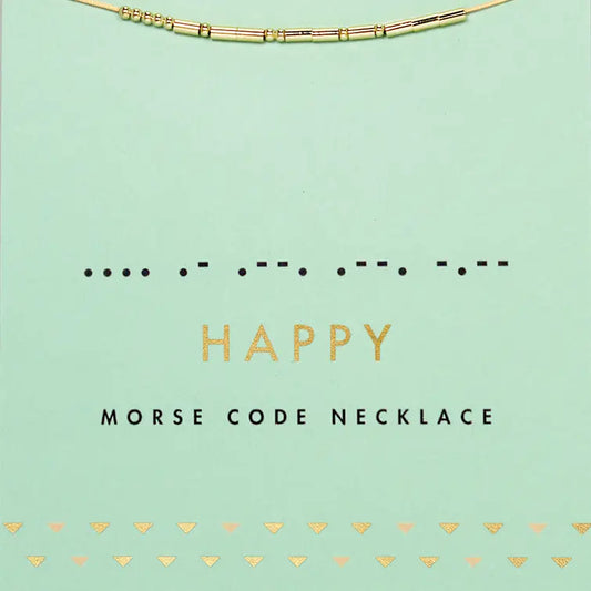 Morse Code Necklace - Gold - Happy