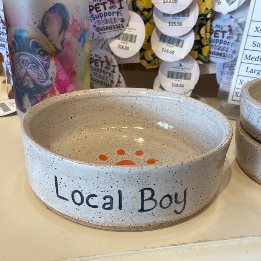 Medium Pottery Pet Dish - Local Boy