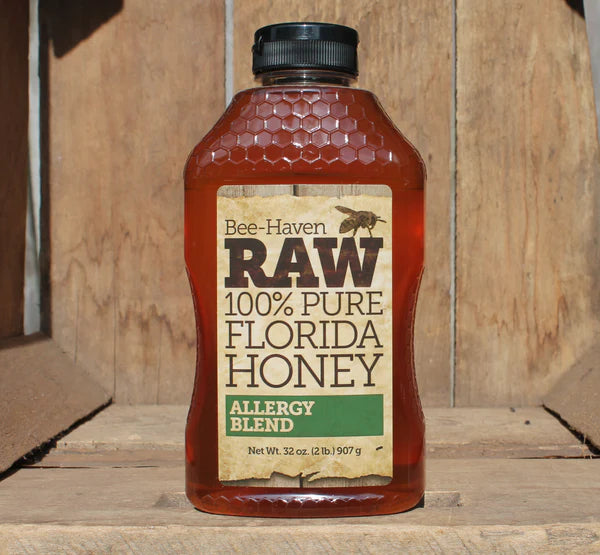 Bee-Haven - Raw 100% Pure Florida Honey - ALLERGY BLEND 32oz