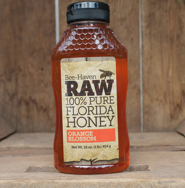 Bee-Haven - Raw 100% Pure Florida Honey - ORANGE BLOSSOM 16oz