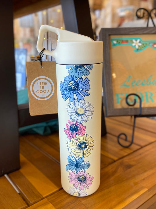 Detailed Row of Wildflowers 20 oz. Straw Bottle