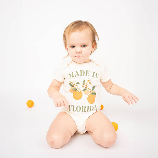 Made in Florida Oranges Cotton Onesie Florida Baby Gift