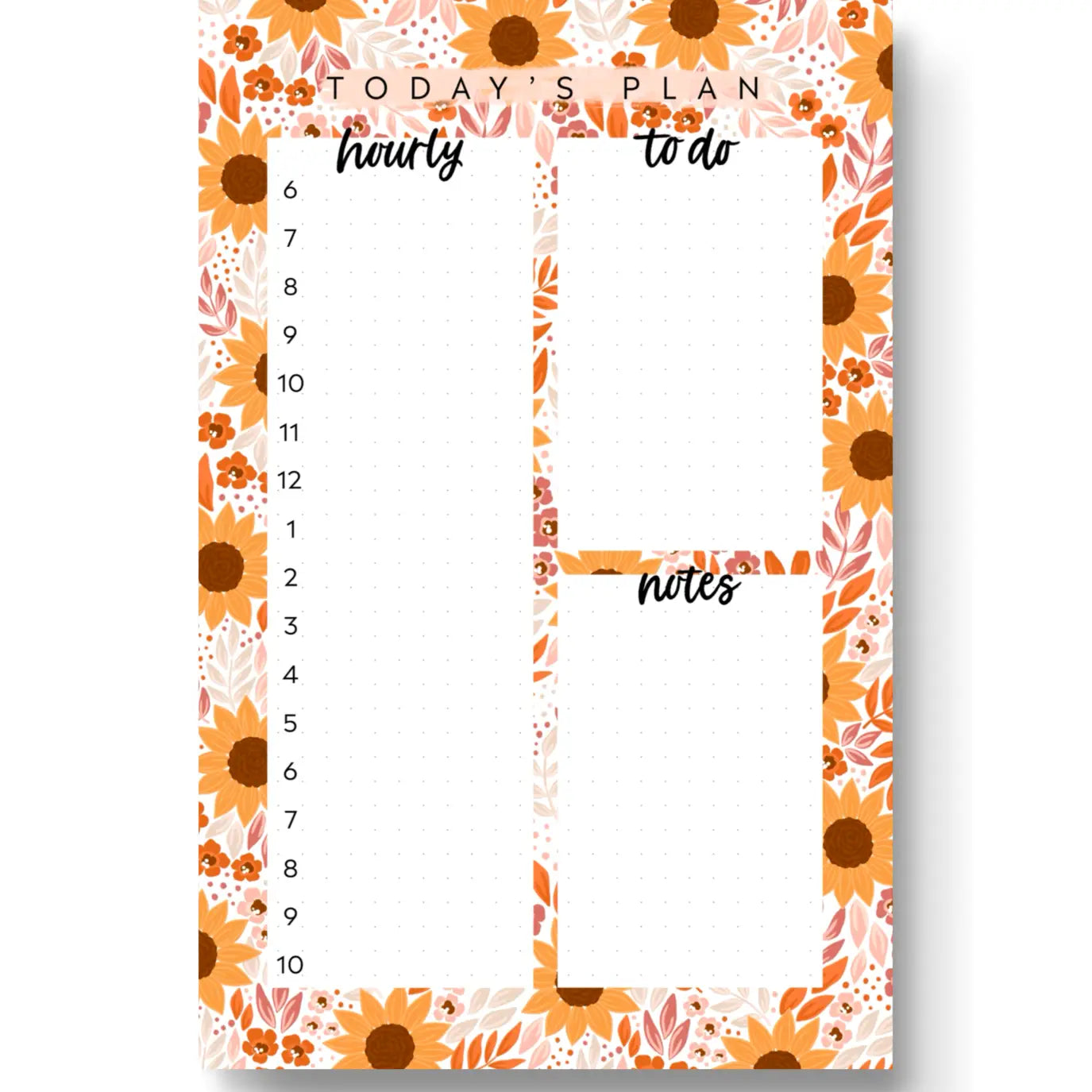 Sunflower Field Daily Planner Notepad, 8.5x5.5 in.