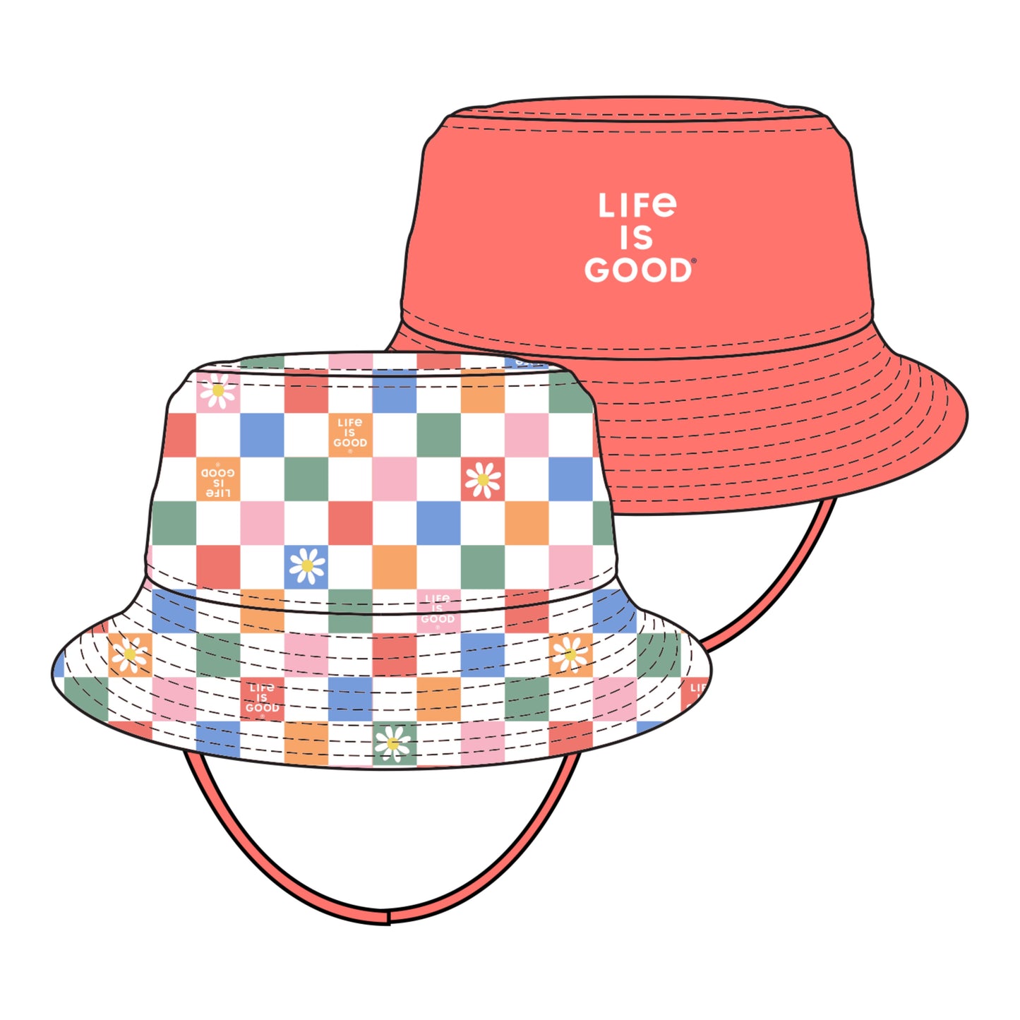 Toddler Daisy Checkerboard Pattern Made in the Shade Bucket Hat