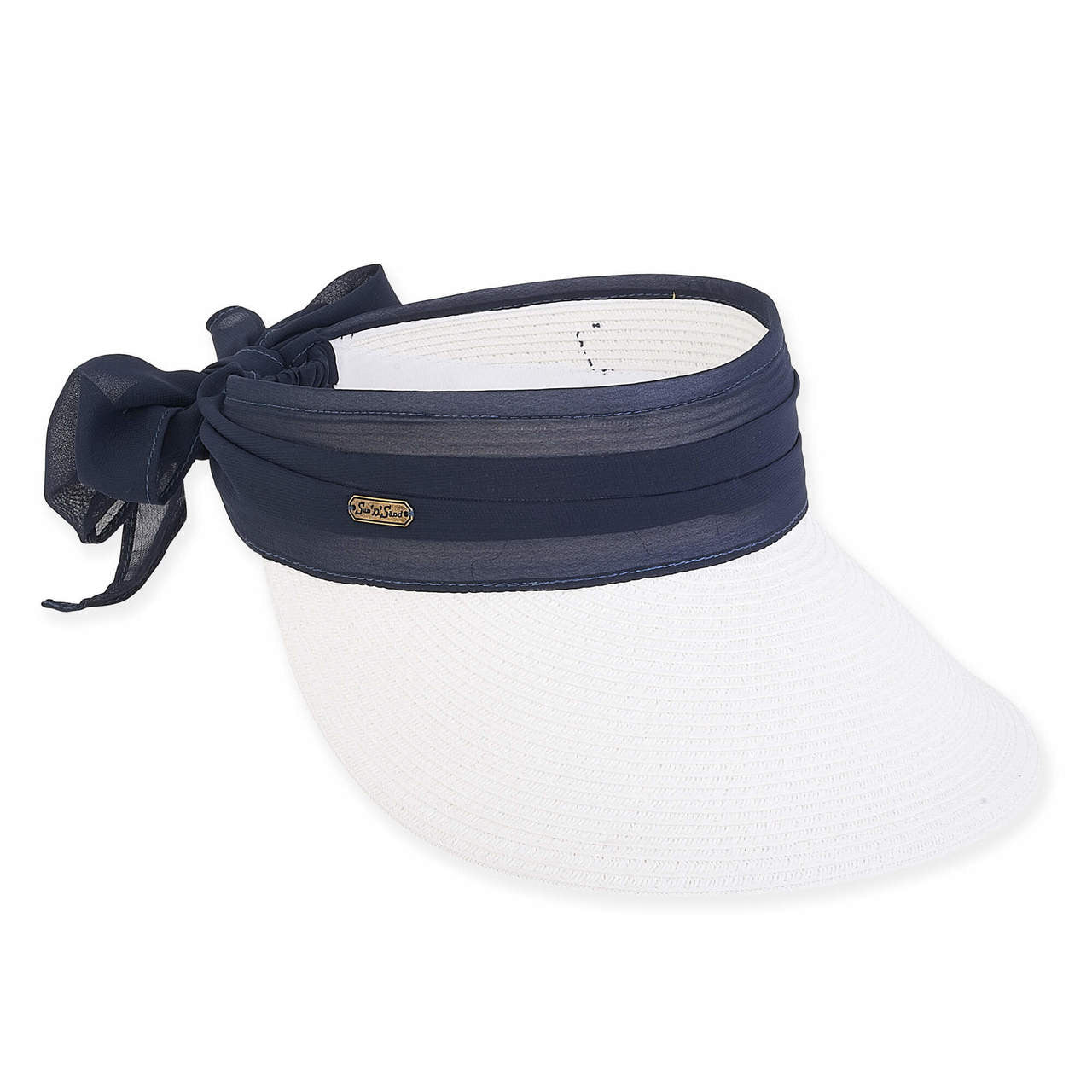 Sun 'N' Sand - White, Paperbraid Visor, Brim 5"